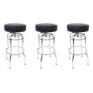Kit 3 Banquetas Bar Altura 74cm Giratória Cromada Assento Preto