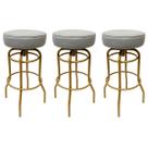 Kit 3 Banquetas Bar Giratória cor Dourado fosco assento cinza Altura 74cm