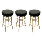 Kit 3 Banquetas Bar Giratória cor Dourado fosco assento preto Altura 74cm