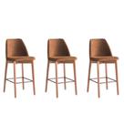 Kit 3 Banquetas Berlim decorativa gourmet para cozinha, sala de jantar ou bancada-assento tecido marrom