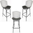 Kit 3 Banquetas BERTÓIA preta tubular altura 70cm - Poltronas do Sul