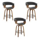 Kit 3 Banquetas Betim Base Madeira Preto