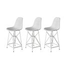 Kit 3 Banquetas Bistrô Alta Eames Branca Base Ferro Branco - Cor: Branco