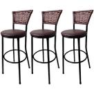 Kit 3 Banquetas Bistrô Hawaii Capuccino Assento Marrom