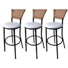 Kit 3 Banquetas Bistrô Hawaii Fendi Assento Branco