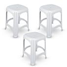 Kit 3 Banquetas Brancas Compactas Versáteis Cozinha Eventos Uso Profissional