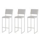 Kit 3 Banquetas com Encosto Industrial e Moderna Nina Branco e material sintético Branco