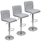 Kit 3 Banquetas Confort Gomos Estofada Couro Giratória c/ Regulagem Cinza