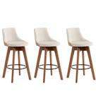 Kit 3 Banquetas Copacabana Gourmet linha Alta-tecido linho bege claro