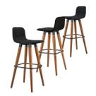 Kit 3 Banquetas de Luxo Línea Balcão Reforçada em Aço Preto