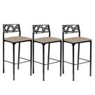 Kit 3 banquetas Eliza Gourmet suede bege-Gat Magazine
