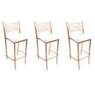 Kit 3 Banquetas EMPILHÁVEL Cobre alta assento branco - Poltronas do Sul