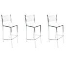 Kit 3 Banquetas Empilhável Cozinha Cromada Alta Assento Branco - Poltronas do Sul