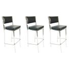 Kit 3 Banquetas EMPILHÁVEL cromada Altura 65cm assento e encosto preto Kit 3 Banquetas EMPILHÁVEL cromada Altura 65cm assento e encosto preto