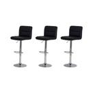 Kit 3 Banquetas Estofada Gomos Preta Base Giratória Cromada Altura Regulável Cozinha Bar Bancada Kit 3 Banquetas Estofada Gomos Preta Base Giratória Cromada Altura Regulável Cozinha Bar Bancada