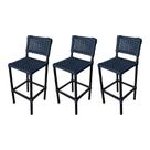 Kit 3 Banquetas França Aluminio com Corda Naútica Azul