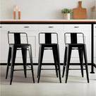 Kit 3 Banquetas Iron Tolix Design Industrial Em Aço Com Encosto Kit 3 Banquetas Iron Tolix Design Industrial Em Aço Com Encosto