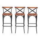 Kit 3 Banquetas Laís Industrial em Aço e Madeira Maciça Artluxo