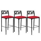 Kit 3 Banquetas Luiza Assento Vermelho-gat Magazine