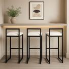 Kit 3 Banquetas material sintético Ferro Cozinha Balcão Alta Bistro Branco