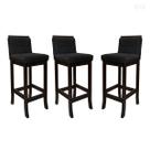 Kit 3 Banquetas Média com Encosto Matelassê Nice Madeira Maciça Maciça Suede Preto CCS Kit 3 Banquetas Média com Encosto Matelassê Nice Madeira Maciça Maciça Suede Preto CCS