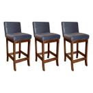 Kit 3 Banquetas Média Estofada Gourmet para Cozinha 38x90 Cm Espanha Madeira Castanho Suede CCS