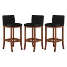 Kit 3 Banquetas Média Estofada Gourmet para Cozinha 38x90 Cm Espanha Madeira Castanho Suede CCS