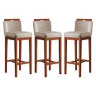 Kit 3 Banquetas Média para Cozinha 38x92 Cm Líbia Madeira Maciça Suede CCS