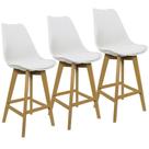 Kit 3 Banquetas Monty Leda Luisa Saarinen Alta Base Fixa Madeira