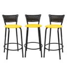 Kit 3 Banquetas Para Bancada 60cm Preta Junco Preto Balcão Ilha Bistrô Bar Cozinha Gourmet Área de Lazer Piscina Kit 3 Banquetas Para Bancada 60cm Preta Junco Preto Balcão Ilha Bistrô Bar Cozinha Gourmet Área de Lazer Piscina
