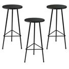 Kit 3 Banquetas Retro Ferro Industrial Acento Madeira 70cm preto