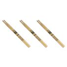Kit 3 Baqueta Pro Fire 2B Ponta Madeira Natural Hickory