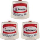 Kit 3 Barbantes Soberano Cru Fio Número 6 de 700 Gramas para Crochê, Tricô e Frigorífico