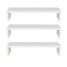 Kit 3 Base Suporte Monitor Telas Estante Mesa 10x20x60cm MDF Branco