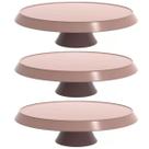Kit 3 Bases Porta Bolos Tortas Doces 30cm Boleira com Pé Crippa Amêndoa