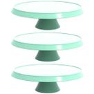 Kit 3 Bases Porta Bolos Verde Menta 30cm com Pé Bubble Suporte para Tortas Doces Crippa