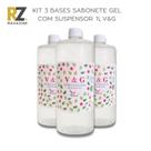 Kit 3 Bases Sabonete Gel c/ Suspensor VG 1 Litro Geleia de Banho Sabonete c/ Glitter e Esfoliante