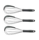 Kit 3 Batedores Manual Tramontina Moldê Inox Cabo Silicone