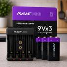 Kit 3 Baterias 9V Recarregável + Carregador Rápido Bivolt 408261012-3-9V Avant Use Kit 3 Baterias 9V Recarregável + Carregador Rápido Bivolt 408261012-3-9V Avant Use