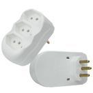 Kit 3 Benjamim Adaptador de Tomada Reto Tripolar 3 Saídas Tomada Tripla 2P+T 20A 250V Com Inmetro