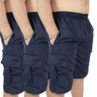 Kit 3 Bermuda Cargo Masculina de Tactel G1 ao G4 Plus Size