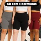 Kit 3 Bermuda Fitness Plus Size Reforçada Cos Alto Dia A Dia Kit 3 Bermuda Fitness Plus Size Reforçada Cos Alto Dia A Dia