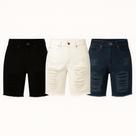 KIT 3 Bermuda Masculina Jeans Moda Verão Shorts Jeans Destroyed rasgada Desfiado
