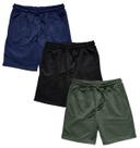Kit 3 Bermuda Masculina Moletom WSS Basic Preto, Verde e Azul