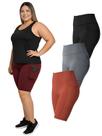 Kit 3 Bermudas Fitness Bolso Lateral Cores Sortidas Plus Size Cor:ColoridoTamanho:G3