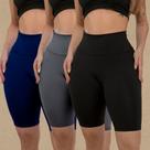 Kit 3 bermundas Legging Feminino Meia Coxa Cintura Alta Kit 3 bermundas Legging Feminino Meia Coxa Cintura Alta