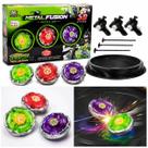 KIT 3 Beyblade Fusion Pião Super Lançador
