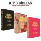 Kit 3 Bíblias Letra Grande - Luxo - Variadas com Harpa
