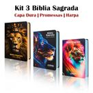 Kit 3 Biblias Sagrada Letra Gigante - Capa Dura Leão - Palavras de Jesus em Vermelho - C/ Harpa Kit 3 Biblias Sagrada Letra Gigante - Capa Dura Leão - Palavras de Jesus em Vermelho - C/ Harpa