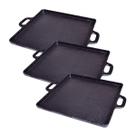 Kit 3 Bifeteira De Ferro Lisa Quadrada Alça Ferro 30X30Cm